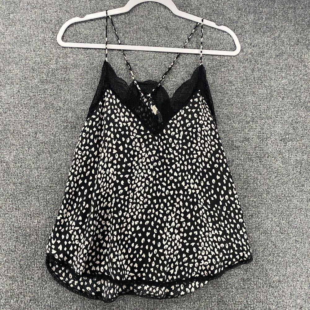 Womens Y2K Babydoll Tank Top Size S Black Polka Dots Fairy Grunge Whimsigoth 90s